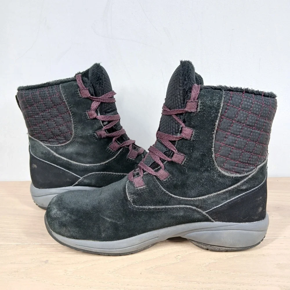Merrell Blackcherry Boots Womens 8.5 Insulated Lace Up Black Leather Winter
